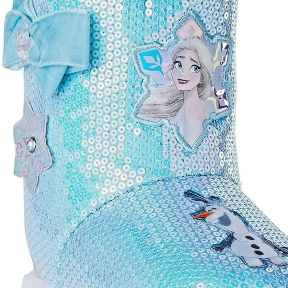 DISNEY PRINCESS FROZEN ELSA ANNA Sequin Slippers TODDLER GIRLS SIZE 7-8 NEW
